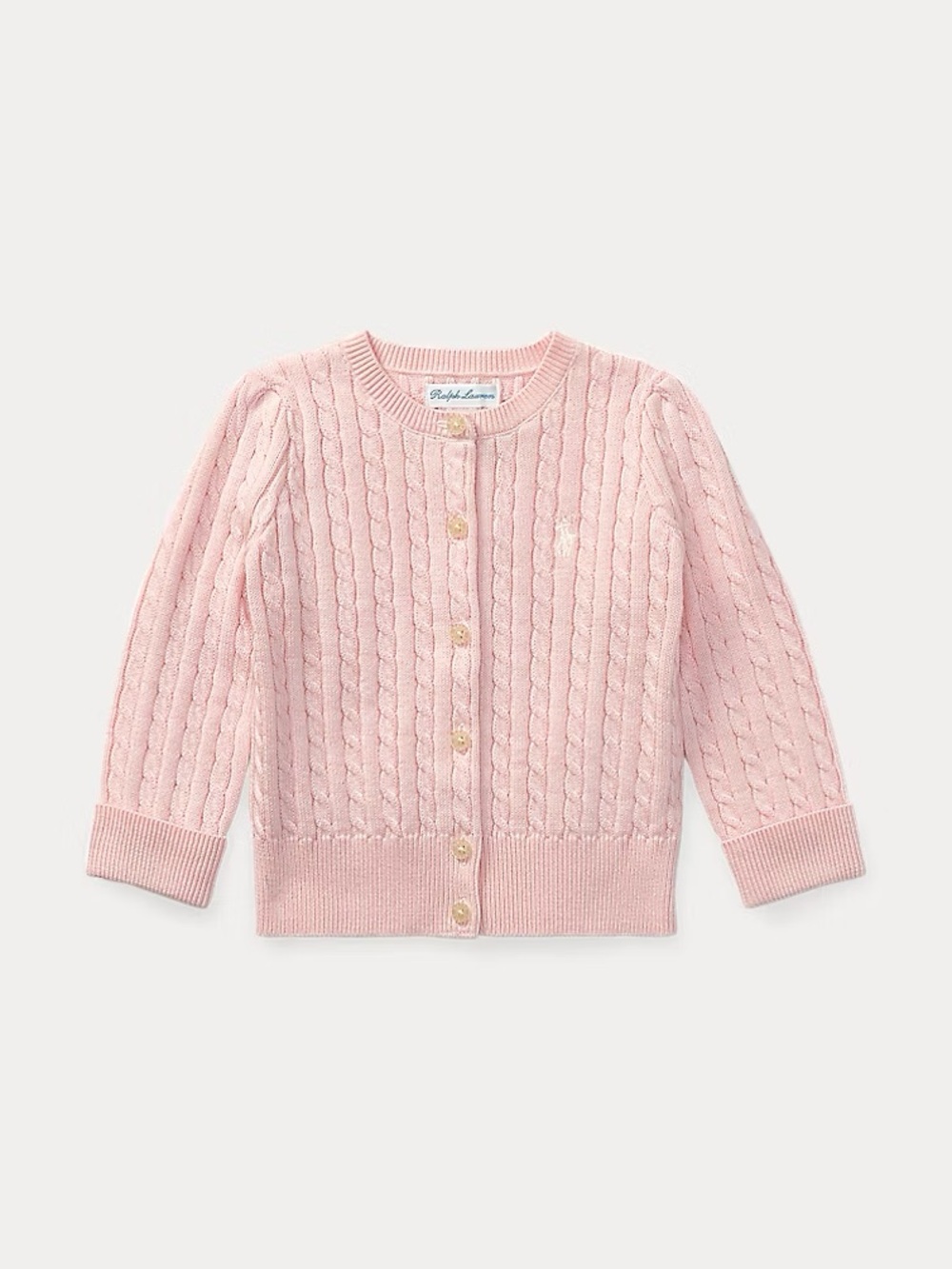 Ralph Lauren Light Pink Girl’s Cable Knit Sweater- 6 Months